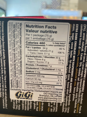 NOVI CHOCOLATE BAR \ CHOCOLATE BAR NERO 70% CACAO FRAMBOISES ET AMANDED