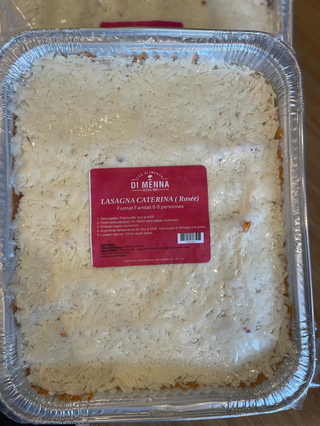LASAGNA CATERINA(ROSÉE)  CONGELE FORMAT FAMILIAL 8 PERSONNES