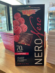 NOVI CHOCOLATE BAR \ CHOCOLATE BAR NERO 70% CACAO FRAMBOISES ET AMANDED