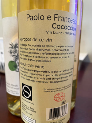 VIN BLANC / WHITE WINE PAOLO E FRANCESCA  COCOCCIOLA